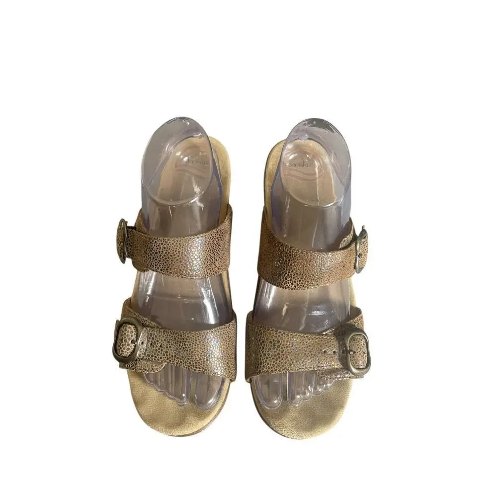 Dansko Women’s Sophie Iridescent Brown Heeled Slide Sandals Size-40 US-10